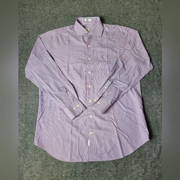 Peter Millar Shirt Mens L Button own Pink Summer Comfort Long Sleeve Golf Check - Picture 1 of 10